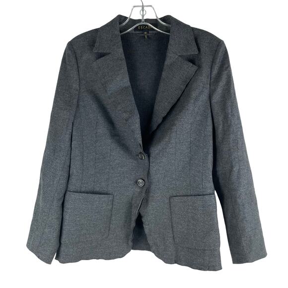 Escada Virgin Wool Cashmere Blazer Jacket Dark Gray Size 40 - Picture 1 of 7